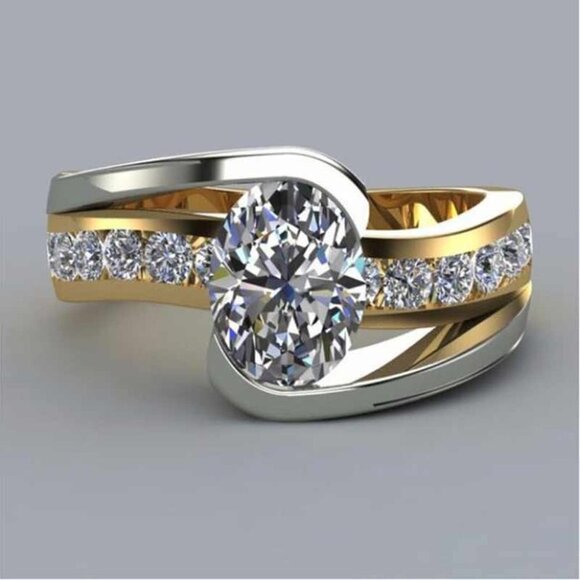 💎 Charming Oval Clear Zircon Three Lines Anillos Dainty Ring for Women, VIP513 - Picture 1 of 7